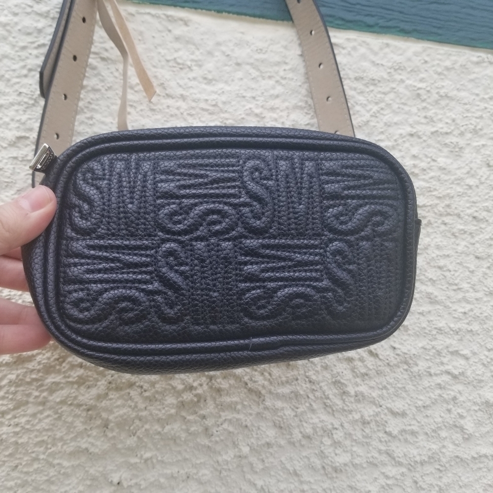 Steve Madden black monogram belt bag